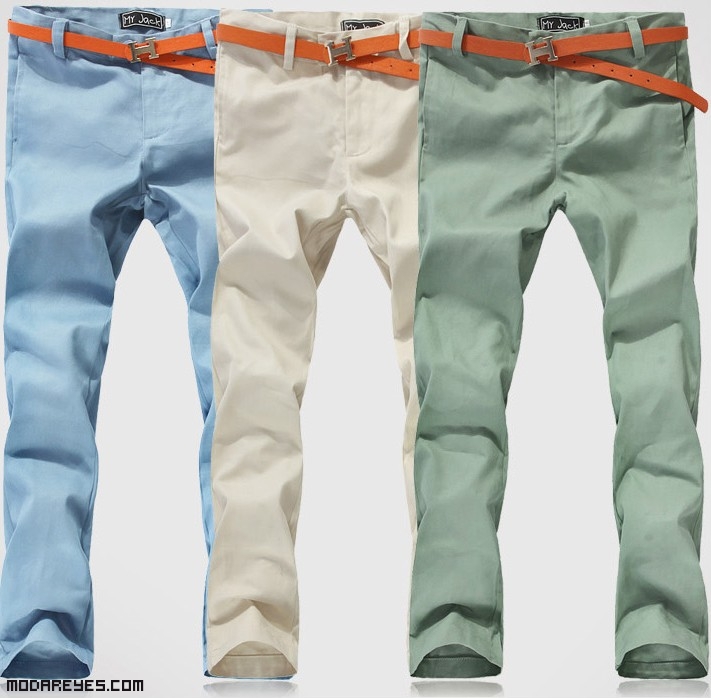 pantalones de tela en color